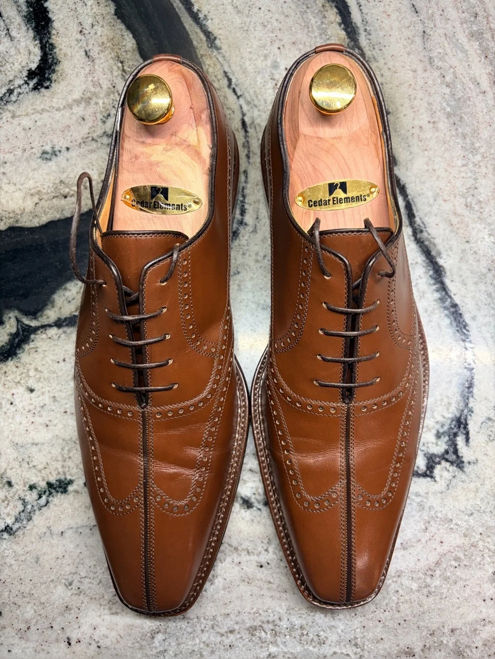 a.testoni Black Label 8G Bologna Construction Brown Split Toe Brogue Italy